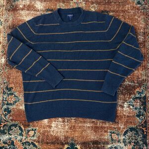 Arizona Jeans Co Sweater Men’s XL Blue Brown Striped Crewneck Knit